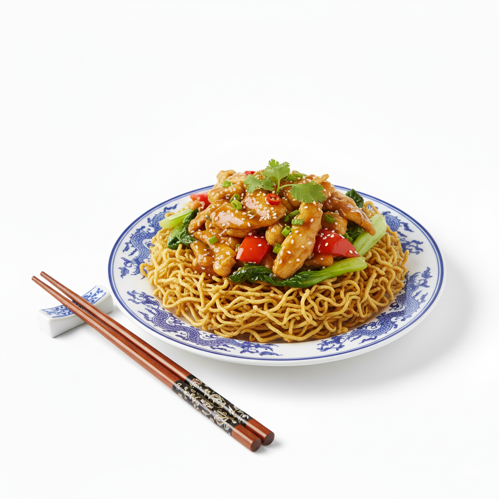 Golden Crispy Chicken Noodles